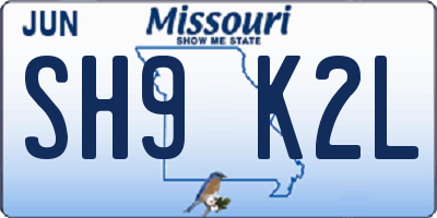 MO license plate SH9K2L