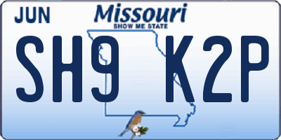 MO license plate SH9K2P