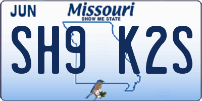 MO license plate SH9K2S