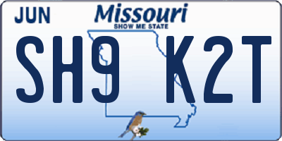 MO license plate SH9K2T