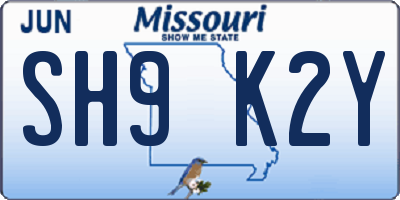 MO license plate SH9K2Y