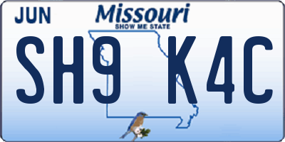 MO license plate SH9K4C