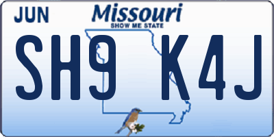 MO license plate SH9K4J