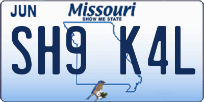 MO license plate SH9K4L