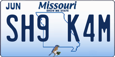 MO license plate SH9K4M