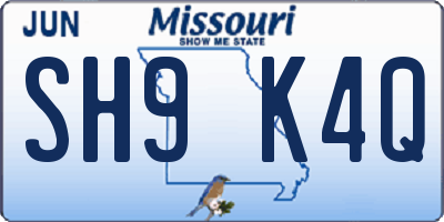 MO license plate SH9K4Q