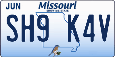 MO license plate SH9K4V