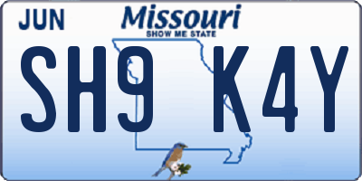 MO license plate SH9K4Y
