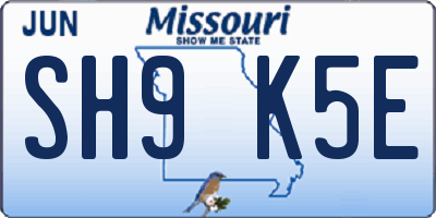 MO license plate SH9K5E