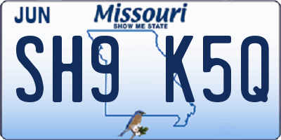 MO license plate SH9K5Q