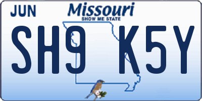 MO license plate SH9K5Y