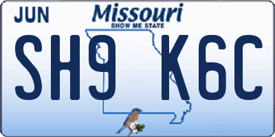 MO license plate SH9K6C