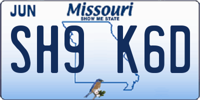 MO license plate SH9K6D