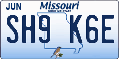 MO license plate SH9K6E