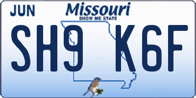 MO license plate SH9K6F
