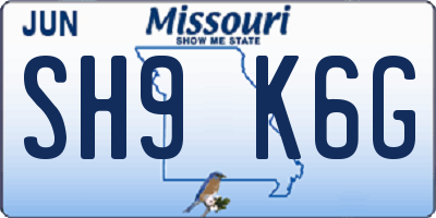 MO license plate SH9K6G