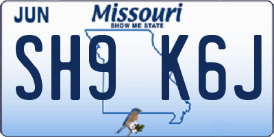 MO license plate SH9K6J
