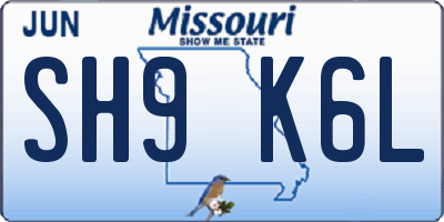 MO license plate SH9K6L