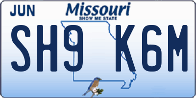 MO license plate SH9K6M