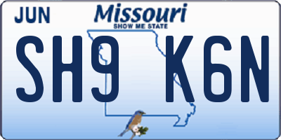 MO license plate SH9K6N