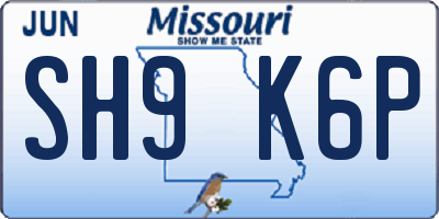 MO license plate SH9K6P