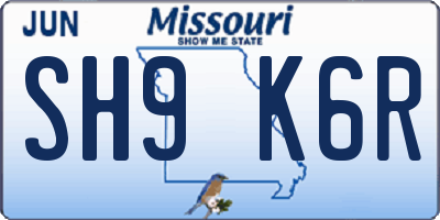 MO license plate SH9K6R