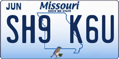 MO license plate SH9K6U
