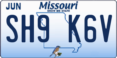 MO license plate SH9K6V
