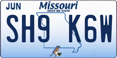 MO license plate SH9K6W
