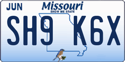 MO license plate SH9K6X