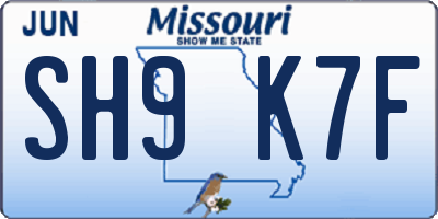 MO license plate SH9K7F