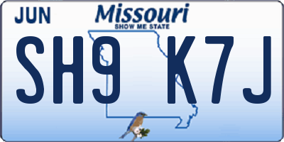 MO license plate SH9K7J