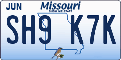MO license plate SH9K7K