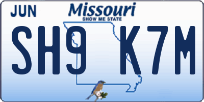 MO license plate SH9K7M