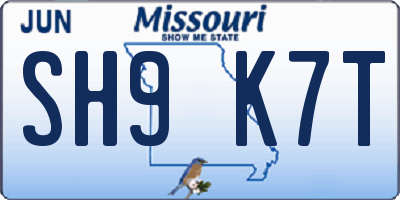 MO license plate SH9K7T