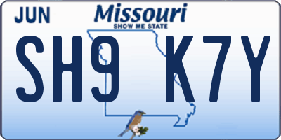 MO license plate SH9K7Y
