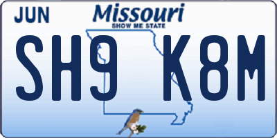 MO license plate SH9K8M