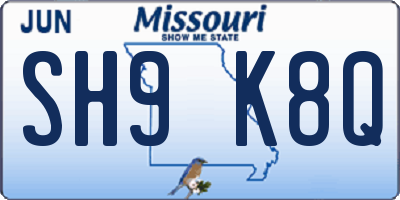 MO license plate SH9K8Q