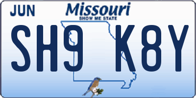 MO license plate SH9K8Y