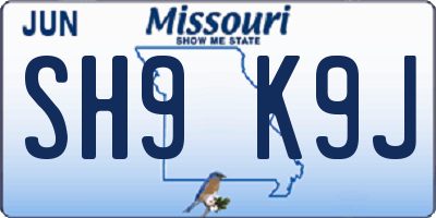 MO license plate SH9K9J