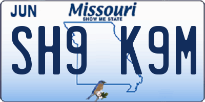 MO license plate SH9K9M