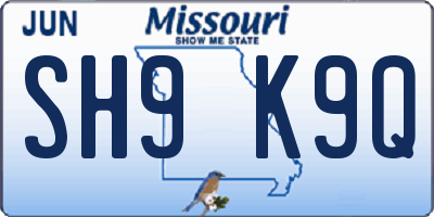 MO license plate SH9K9Q
