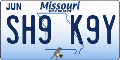 MO license plate SH9K9Y