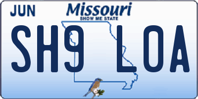 MO license plate SH9L0A