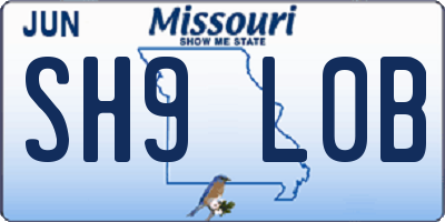 MO license plate SH9L0B