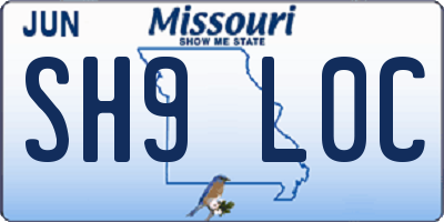 MO license plate SH9L0C