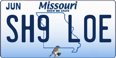 MO license plate SH9L0E