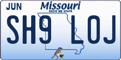 MO license plate SH9L0J