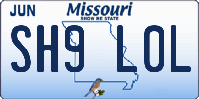 MO license plate SH9L0L