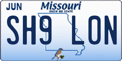 MO license plate SH9L0N